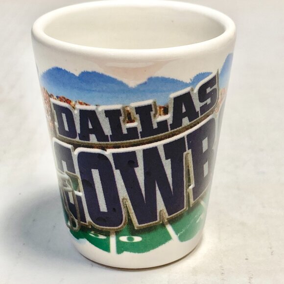 Vintage Dallas Cowboys Lone Star Football Helmet Shot Glass Ceramic Graphic - Picture 4 of 12